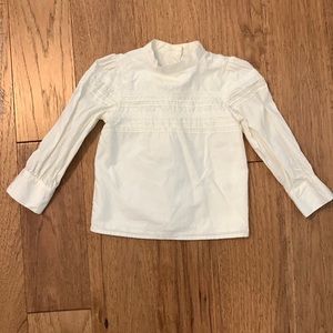 Janie and jack girls sz 3 cream lace shirring detail button back/sleeve blouse